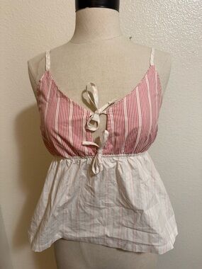 Striped Pink and White Tie-Front Sleep Cami